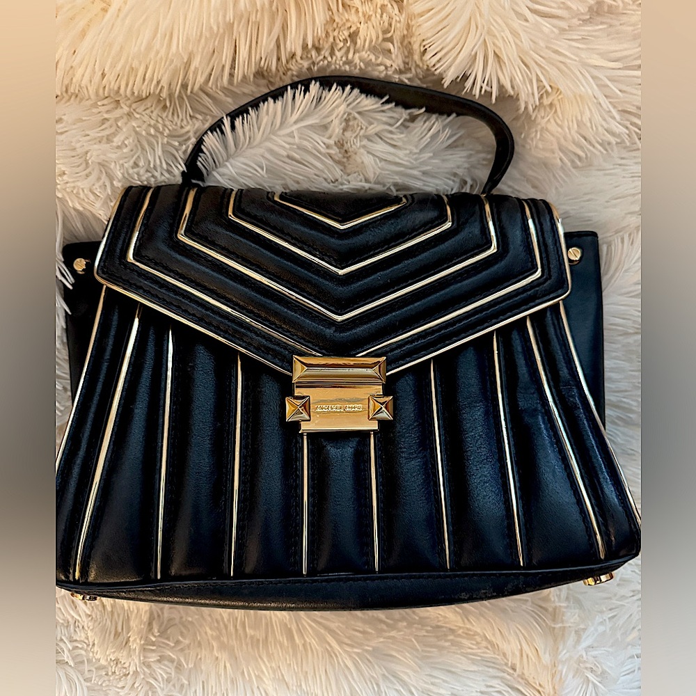 Micheal Kors Whitney striped quilted satchel bag - without cross body strap